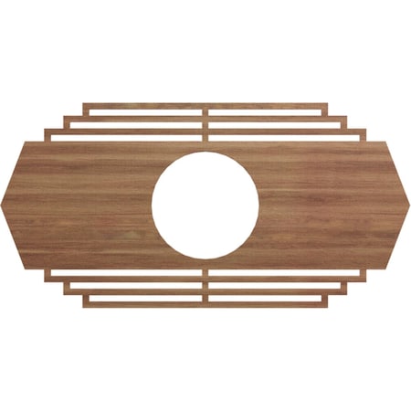 Ekena Millwork Chrysler Wood Fretwork Pierced Ceiling Medallion, Walnut, 30"W x 15"H x 7 7/8"ID x 1/4"T CMWP30X15X0250CSWA